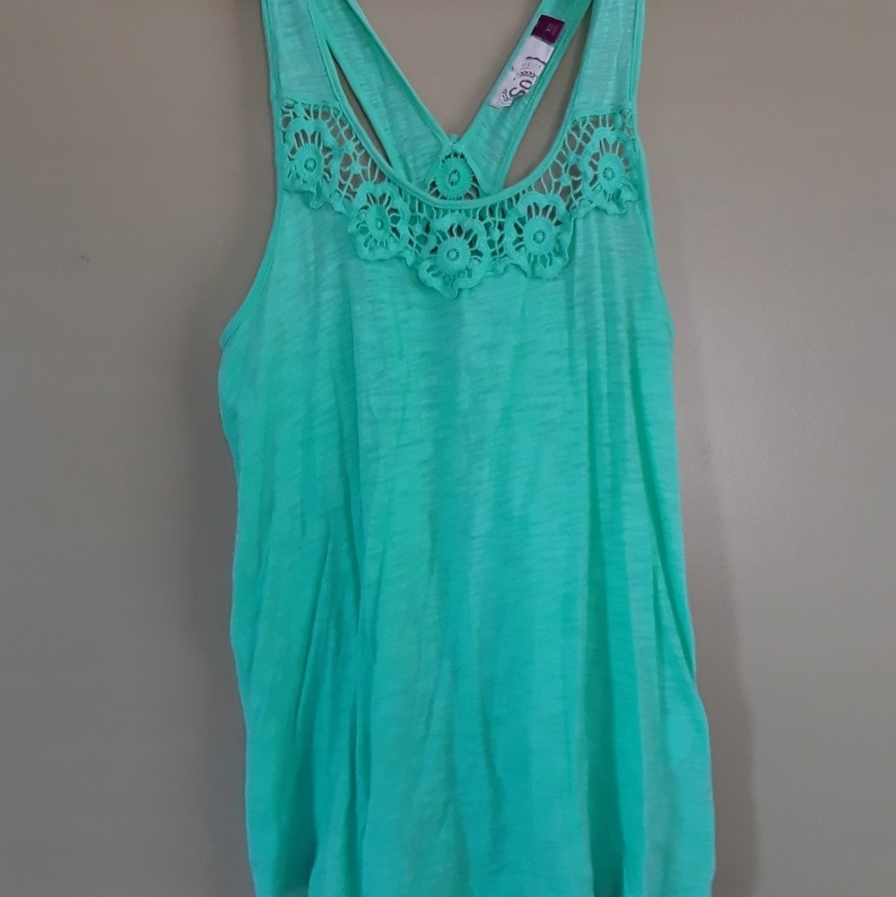 Cotton turquoise V-back tanktop